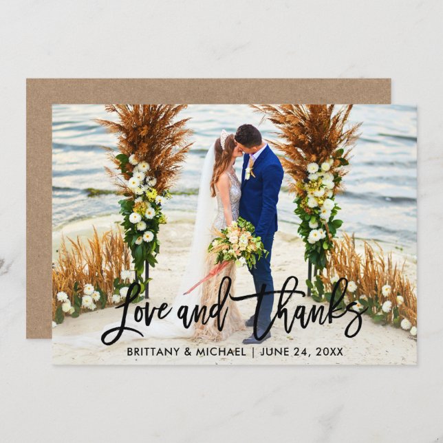 Brush Script | Wedding Love and Thanks Kraft Card (Front/Back)