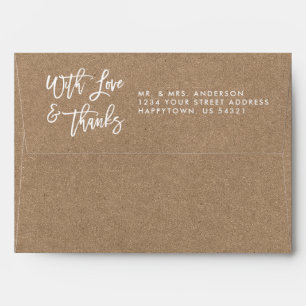 Brush Script Wedding Love Thanks Kraft Style Envelope