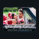 Brush Script We're Getting Married Save the Date Magnet<br><div class="desc">Modern Brush Script We're Getting Married - Engagement Announcement Save The Date Photo Magnet</div>