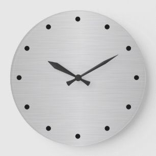 Brush SIlver Metallic Large Clock
