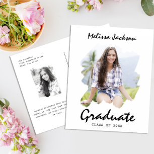 Brush Stroke Add Your Own 2 Photo Graduation Announcement Postcard