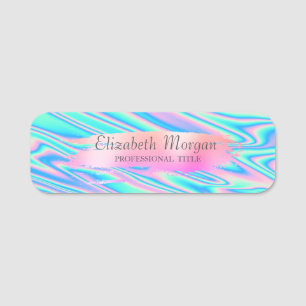Brush Stroke,Colourful Ombre Holographic Name Tag
