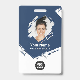 Brush Stroke Employee Photo, Bar Code, Logo, Name ID Badge