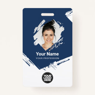 Brush Stroke Employee Photo, Bar Code, Logo, Name ID Badge
