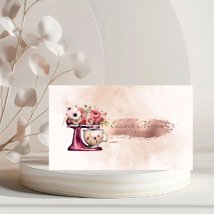  Brush Stroke Glitter Red Mixer Watercolor Business Card