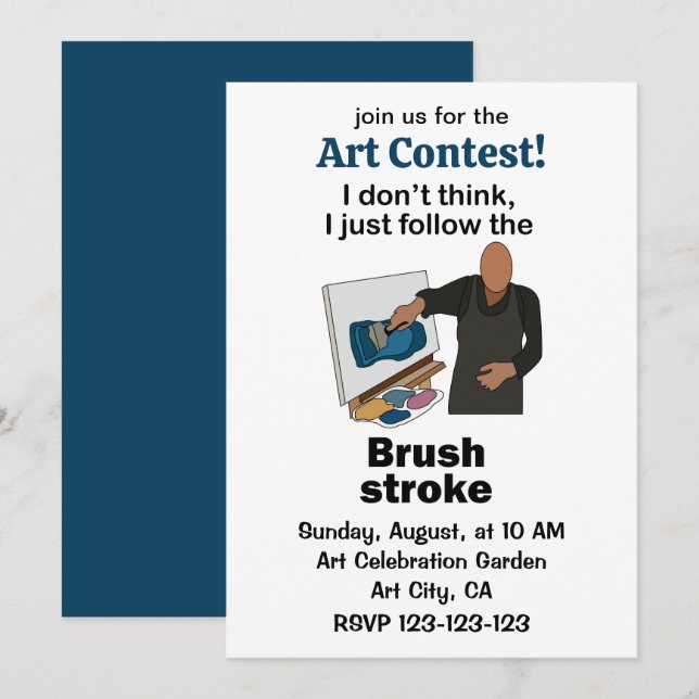 Brush Stroke Just Follow Brushstroke Art Contest Invitation (Front/Back)