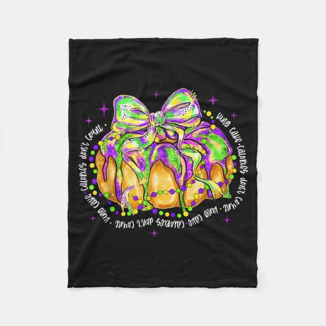 Brush Stroke King Cake Bow Funny Mardi Gras Beads  Fleece Blanket (Front)