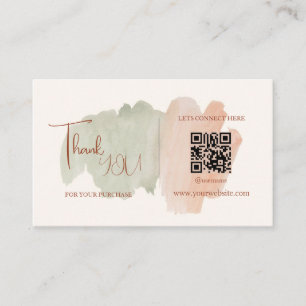 Brush Stroke QR Code Thank You Card Discount Code