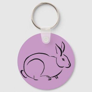 Brush stroke rabbit key ring