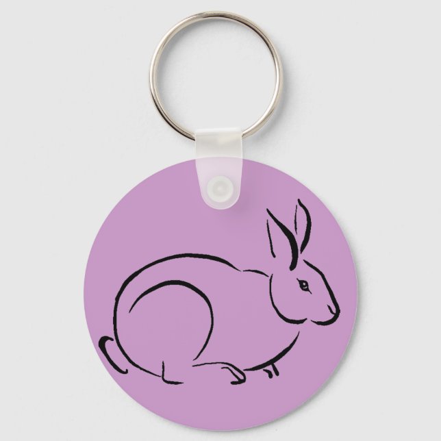 Brush stroke rabbit key ring (Front)