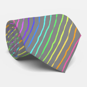 Brush Stroke Rainbow Striped Silver Two-sided Tie