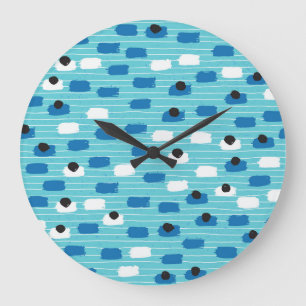 Brush stroke seamless pattern, hand-drawn. large clock