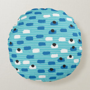 Brush stroke seamless pattern, hand-drawn. round cushion