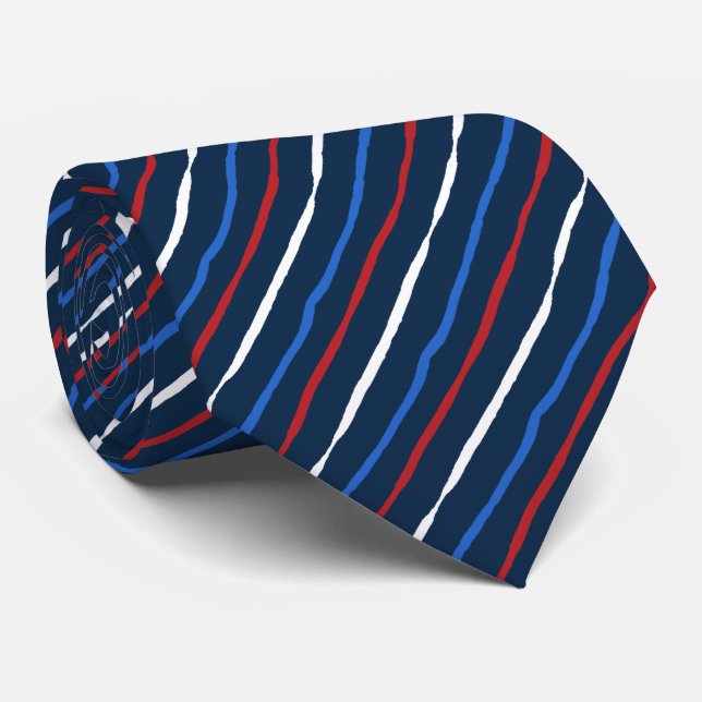 Brush Stroke Striped Two-sided Printed Tie (Rolled)
