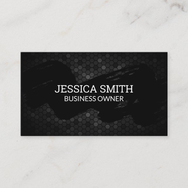 Brush Stroked | Geometric Metallic Pattern Business Card (Front)