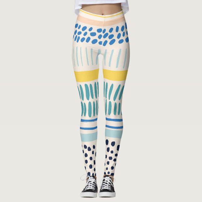 Brush Strokes: Abstract Seamless Fun Leggings (Front)