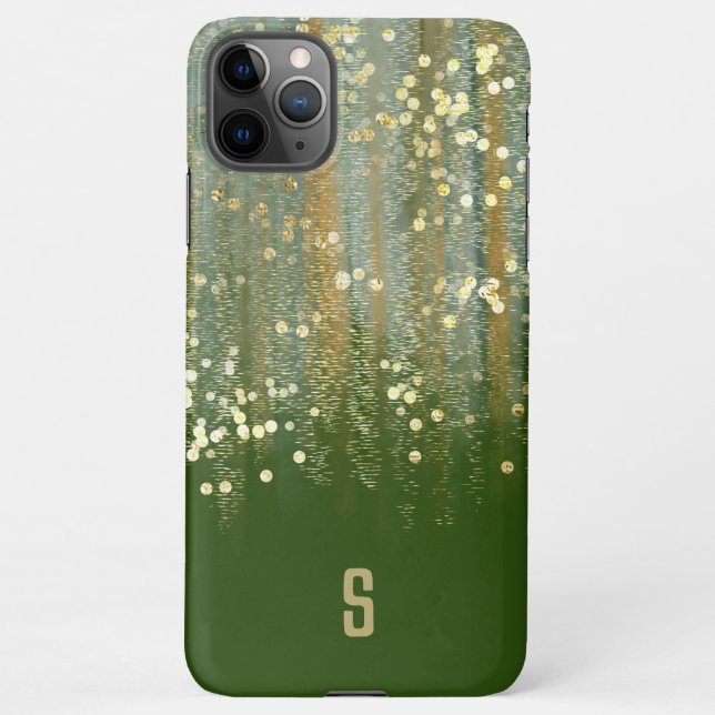 Brush Strokes and Confetti Dots with Gold Monogram iPhone Case (Back)