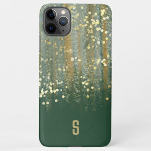 Brush Strokes and Confetti Dots with Gold Monogram iPhone 11Pro Max Case