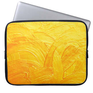 Brush strokes and curves gold abstract background laptop sleeve