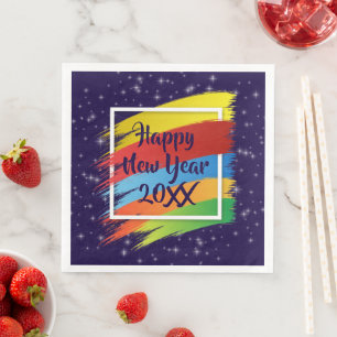 Brush Strokes Happy New Year 20xx Party Napkin