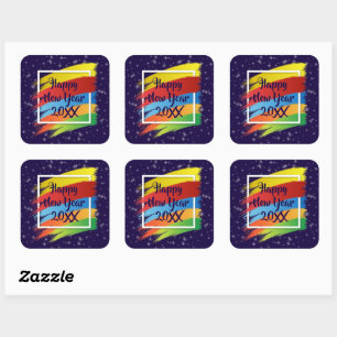 Brush Strokes Happy New Year 20xx Party   Square Sticker