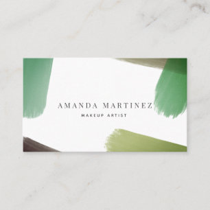 Brush Strokes Modern White x Green Business Card