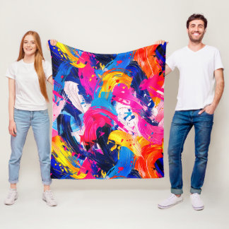 brush strokes pattern fleece blanket