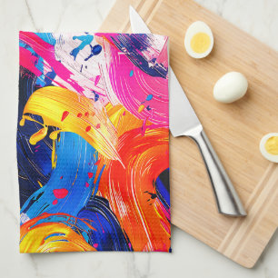 brush strokes pattern tea towel