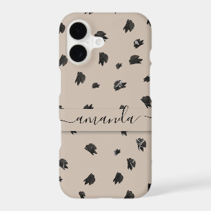 Brush strokes polka dots on beige_with name