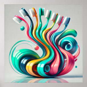 Brush Symphony. Abstract Toothbrush Art Poster
