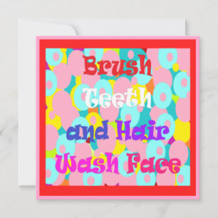 Brush Teeth Hair Wash Face fun kids bright design 