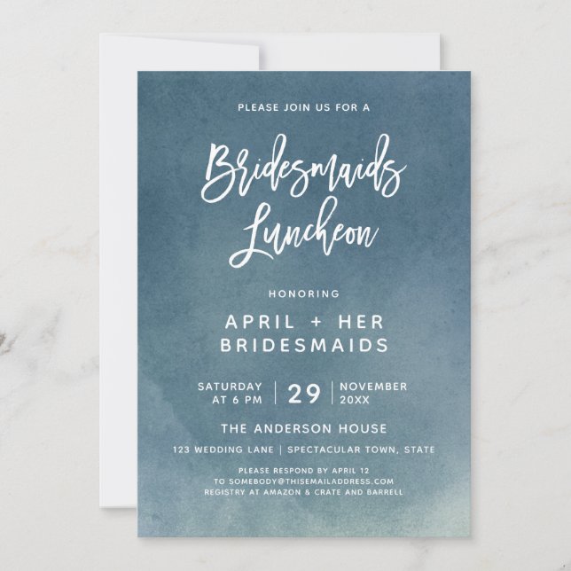 Brush Typography Bridesmaids Luncheon Invitation (Front)