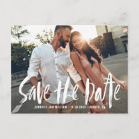 Brush Typography Photo Save the Date Postcard