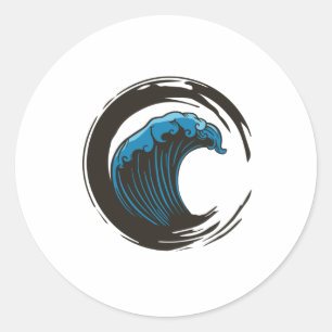 BRUSH WAVE Zen Eso Classic Round Sticker