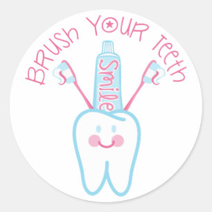 Brush Your Teeth Classic Round Sticker