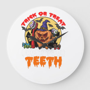 Brush Your Teeth Funny Dental Hygienist Pun Large Clock