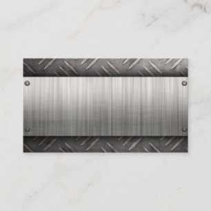 brushed aluminium diamond plate business card