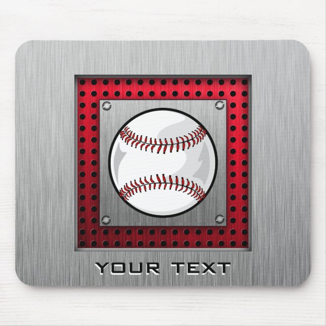 Brushed Aluminium look Baseball Mouse Pad (Front)