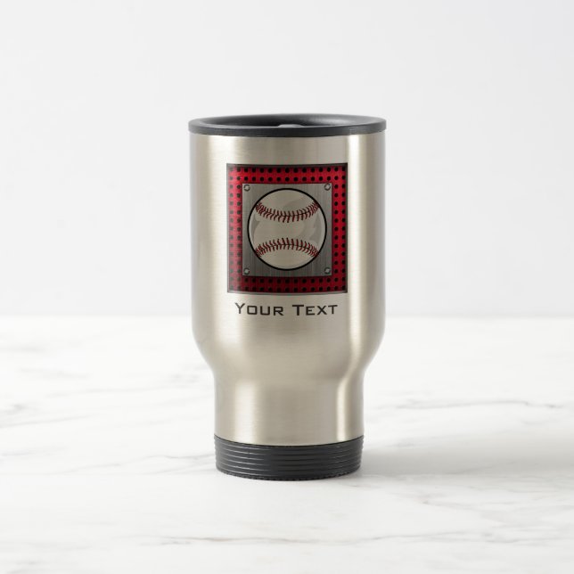 Brushed Aluminium look Baseball Travel Mug (Center)