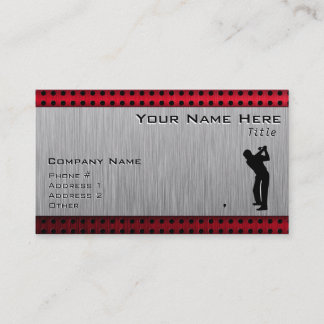 Brushed Aluminium look Golfer Business Card