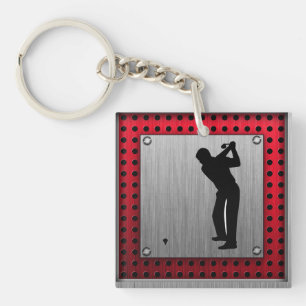 Brushed Aluminium look Golfer Key Ring