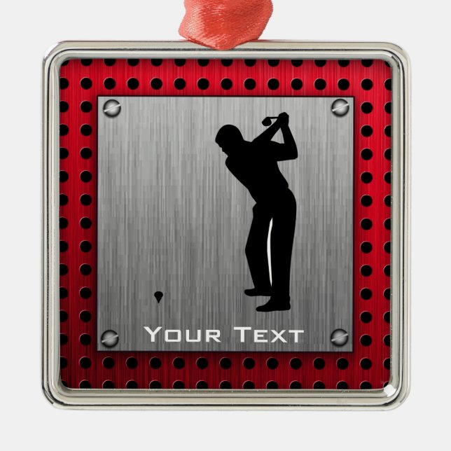 Brushed Aluminium look Golfer Metal Tree Decoration (Front)