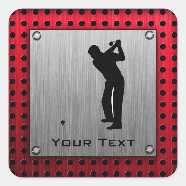 Brushed Aluminium look Golfer Square Sticker (Front)
