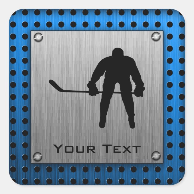 Brushed Aluminium look Hockey Square Sticker (Front)