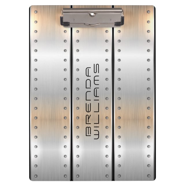 Brushed aluminium texture geometric design clipboard (Front)