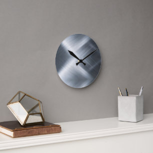 Brushed Aluminum Macro Texture Round Clock