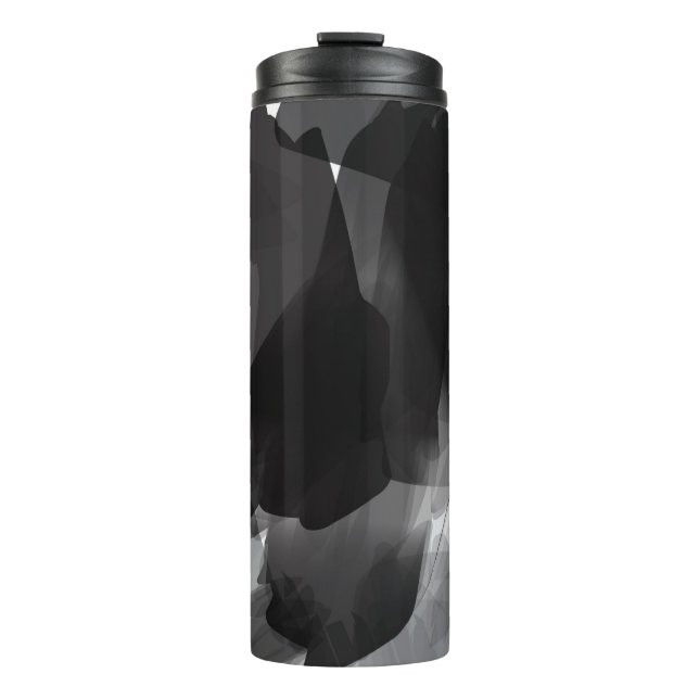 Brushed Black and white Painted Abstract Backgroun Thermal Tumbler (Front)