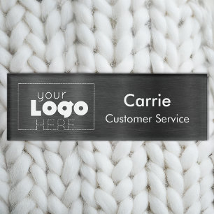Brushed Black Gunmetal Custom Logo Staff Name Tag