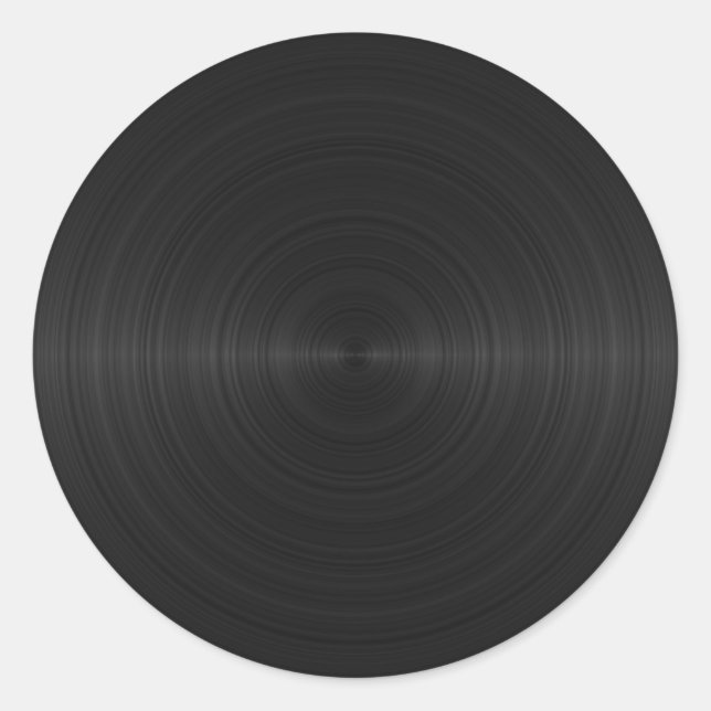 Brushed Black Metal Classic Round Sticker (Front)