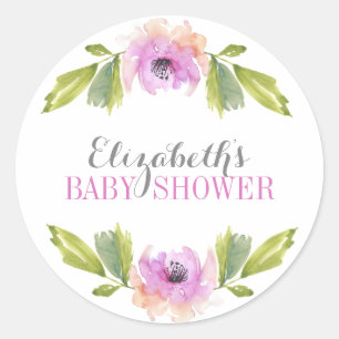 Brushed Blooms Watercolor Baby Shower Sticker